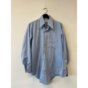 Vintage Arrow Kent Collection Dress Shirt Mens Medium Blue Jacquard Disco 70s